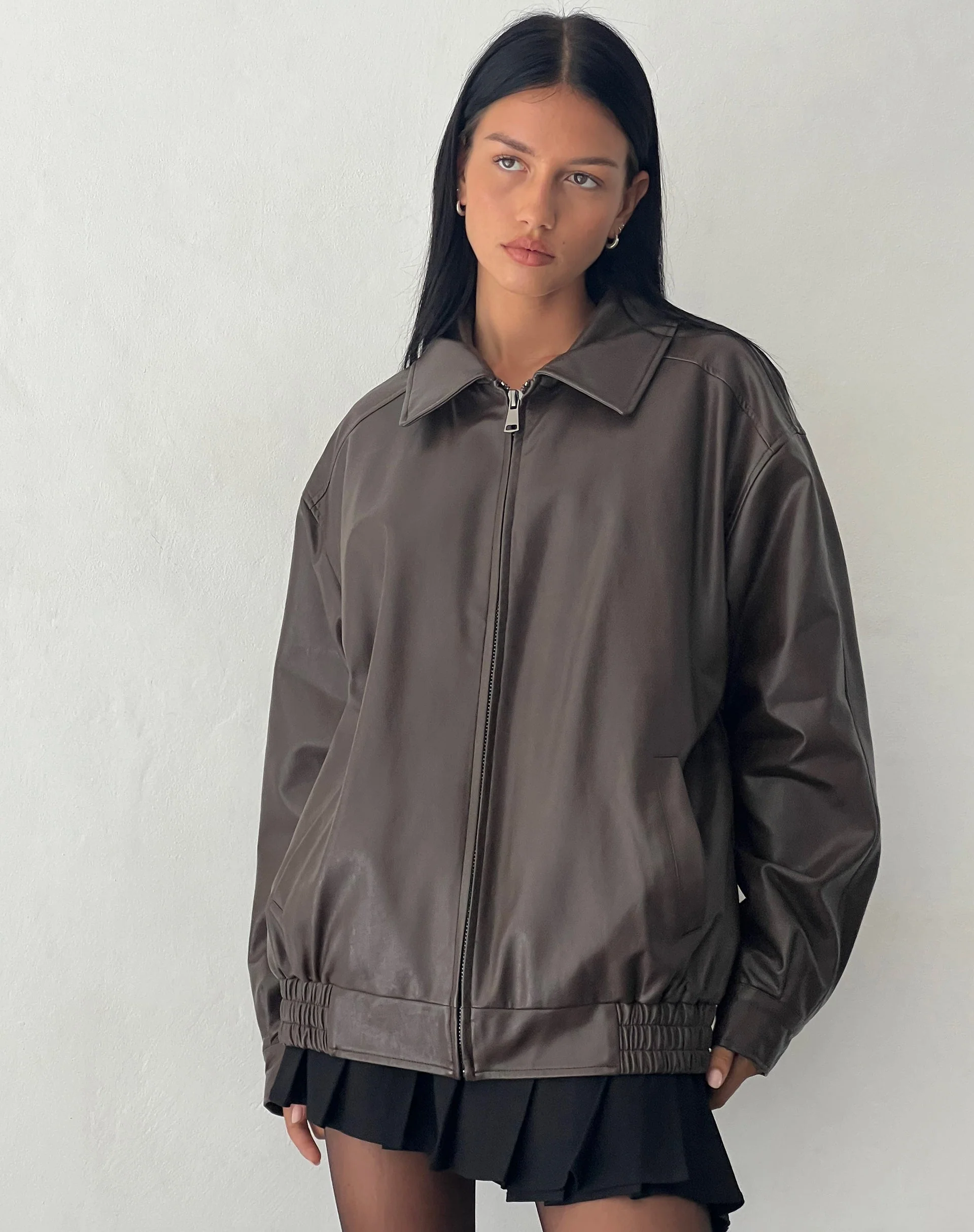 MOTEL X OLIVIA NEILL Cavita Jacket in PU Bitter Chocolate - Image 3