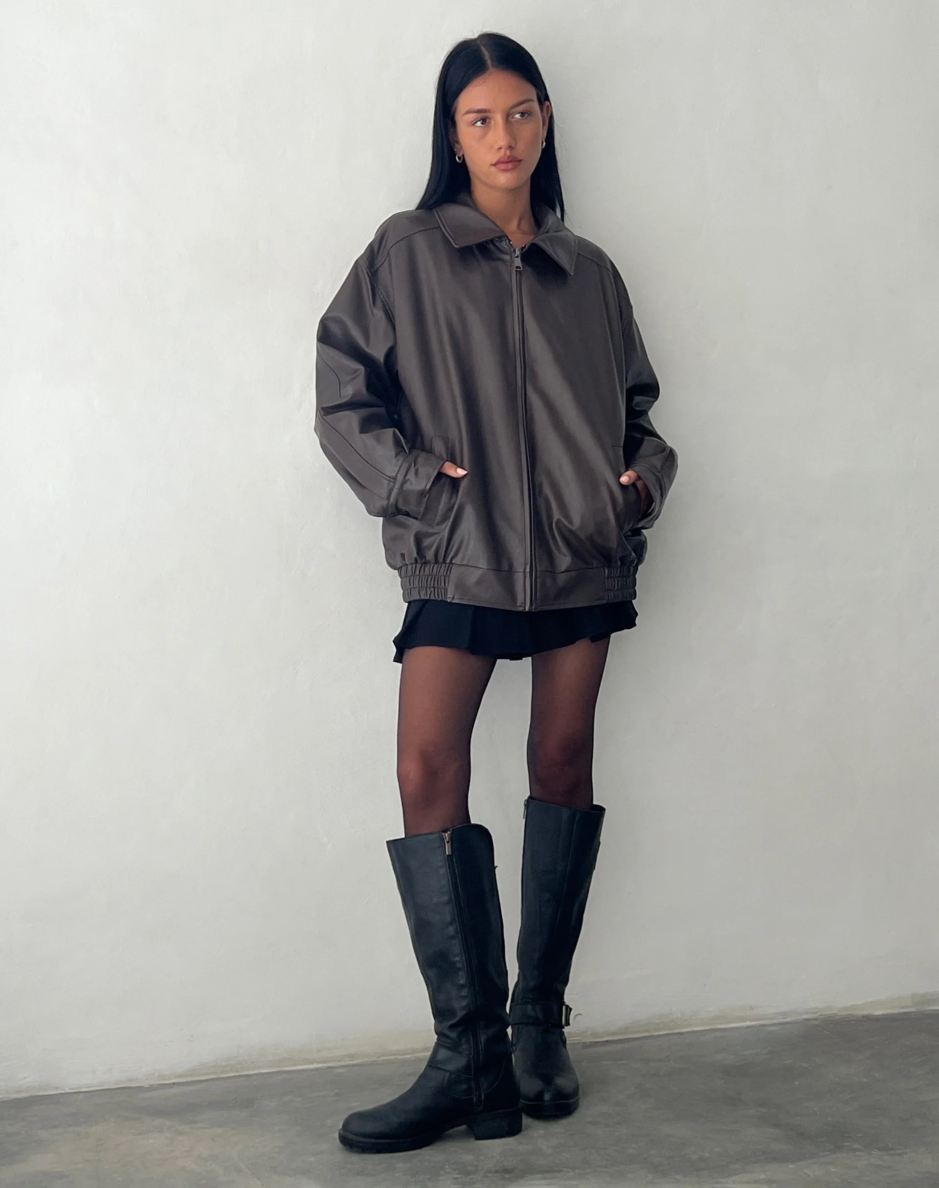MOTEL X OLIVIA NEILL Cavita Jacket in PU Bitter Chocolate - Image 4