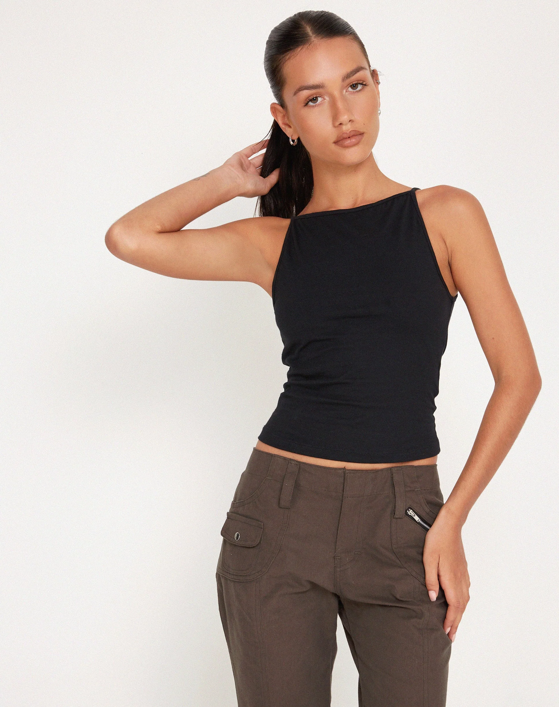 Dudley Vest Top in Black - Image 3